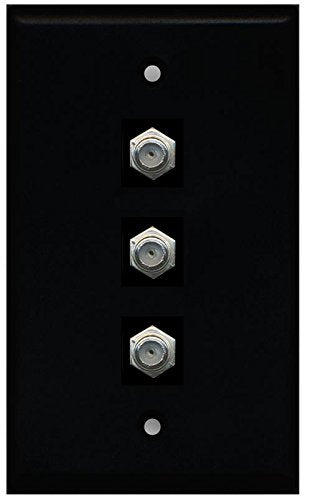 RiteAV (1 Gang Flat) 3 Coax Black Wall Plate Black