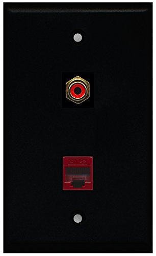 RiteAV - Black 1 Port RCA Red 1 Port Cat5e Ethernet Red Wall Plate