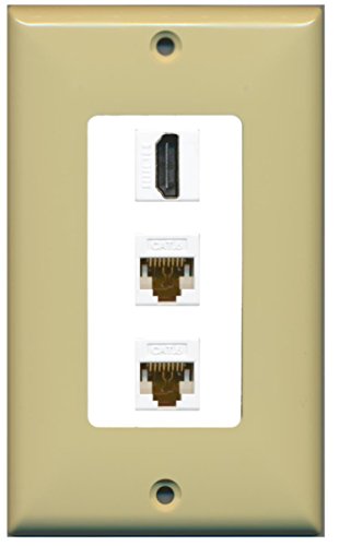 RiteAV - 1 Port HDMI 2 Port Cat6 Ethernet Decorative Wall Plate - Ivory/White