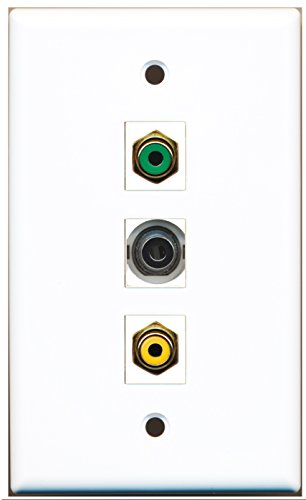 RiteAV - 1 Port RCA Yellow and 1 Port RCA Green and 1 Port 3.5mm Wall Plate