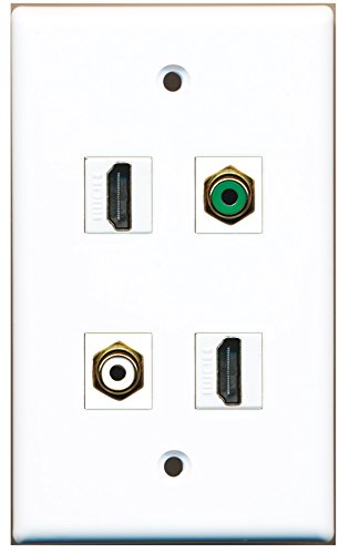 RiteAV - 2 Port HDMI 1 Port RCA White 1 Port RCA Green Wall Plate
