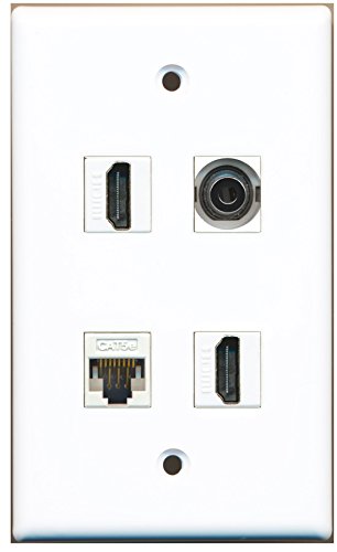 RiteAV - 2 Port HDMI 1 Port 3.5mm 1 Port Cat5e Ethernet White Wall Plate