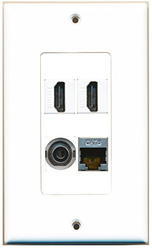 RiteAV - 2 Port HDMI 1 Port Shielded Cat6 Ethernet 1 Port 3.5mm Wall Plate Decorative
