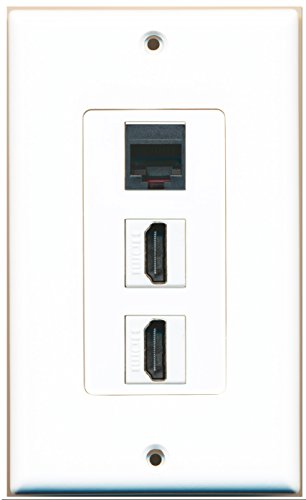 RiteAV - 1 Phone Port RJ11/RJ12 Black and 2 HDMI Female Decorative Wall Plate