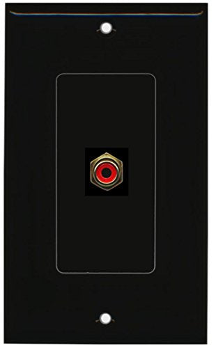 RiteAV - 1 RCA Red for Subwoofer Audio Port Wall Plate Decorative - Black