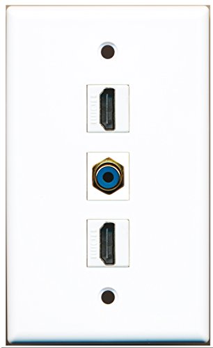 RiteAV - 2 Port HDMI and 1 Port RCA Blue Wall Plate