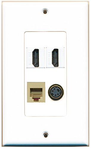 RiteAV - 2 Port HDMI 1 Port Phone RJ11 RJ12 Beige 1 Port S-Video Wall Plate Decorative