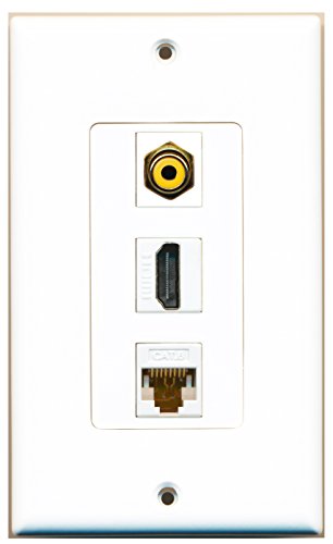 RiteAV - 1 Port HDMI and 1 Port RCA Yellow and 1 Port Cat6 Ethernet White Decorative Wall Plate