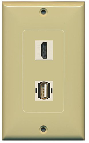 RiteAV - 1 Port USB A-A 1 Port HDMI Ivory Decorative Wall Plate