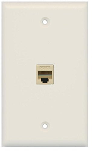 RiteAV 1 Gang Cat6 Wall Plate - Light Almond 1 Port