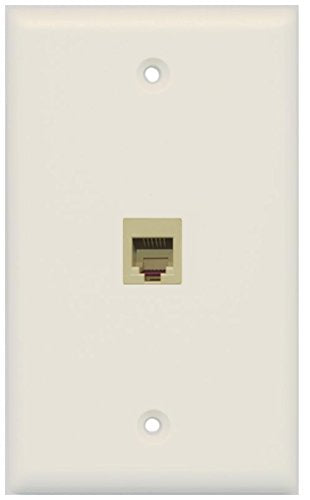 RiteAV Rj11/12 Phone Wall Plate 1 Gang Flat - Light Almond