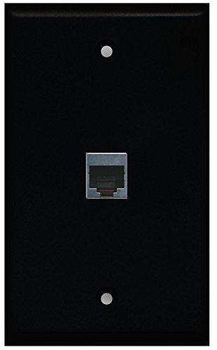RiteAV (1 Gang Flat) 1 Port Cat5e Shielded Wall Plate Black