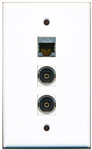 RiteAV - 1 Port Shielded Cat6 Ethernet 2 Port Toslink Wall Plate