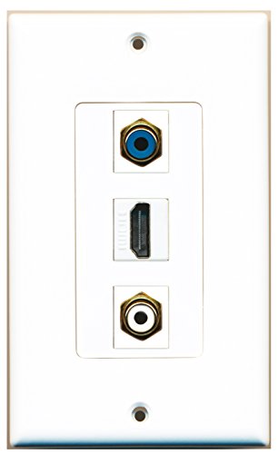RiteAV - 1 Port HDMI and 1 Port RCA White and 1 Port RCA Blue Decorative Wall Plate