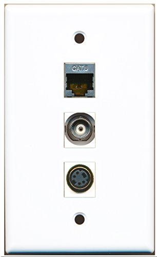 RiteAV - 1 Port S-Video and 1 Port Shielded Cat6 Ethernet and 1 Port BNC Wall Plate