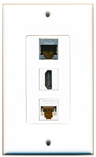 RiteAV - 1 Port HDMI 1 Shielded Cat6 Ethernet 1 Cat6 Ethernet White Wall Plate Decorative