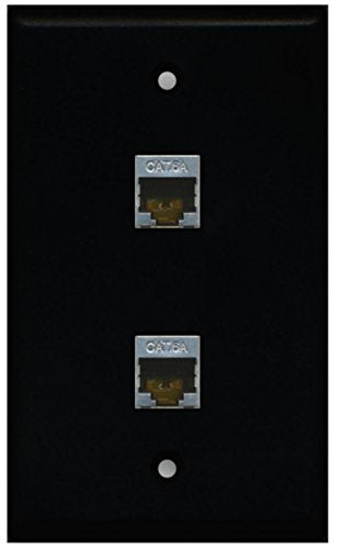 RiteAV CAT 6A Shielded 2 Port Wall Plate Single Gang - Black