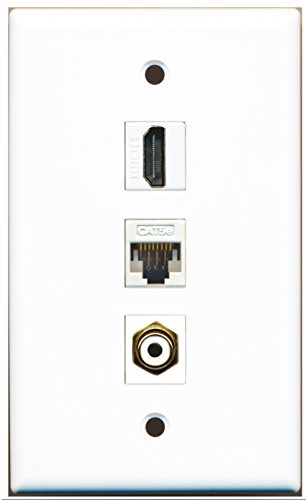 RiteAV - 1 x HDMI + Cat5e Ethernet + RCA White Wall Plate