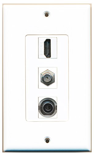 RiteAV - 1 Port HDMI and 1 Port Coax Cable TV- F-Type and 1 Port 3.5mm Decorative Wall Plate Decorative