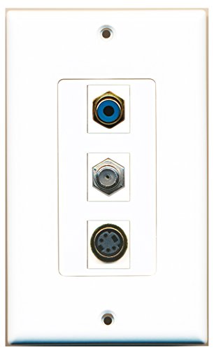 RiteAV - 1 Port RCA Blue and 1 Port Coax Cable TV- F-Type and 1 Port S-Video Decorative Wall Plate Decorative