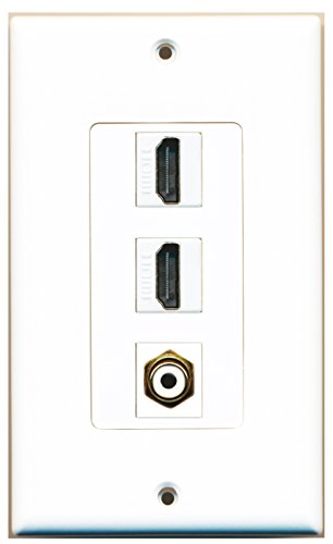 RiteAV - 2 Port HDMI and 1 Port RCA White Decorative Wall Plate