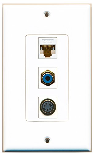 RiteAV - 1 Port RCA Blue and 1 Port S-Video and 1 Port Cat6 Ethernet White Decorative Wall Plate Decorative