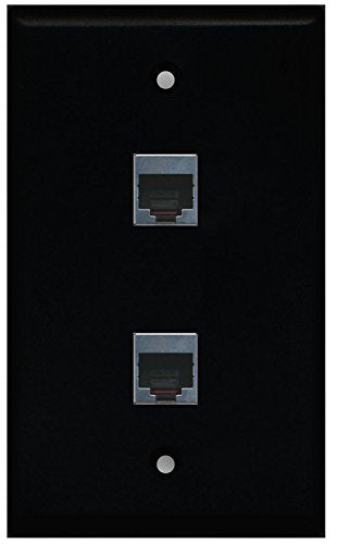 RiteAV (1 Gang Flat) 2 Port Cat5e Shielded Wall Plate Black