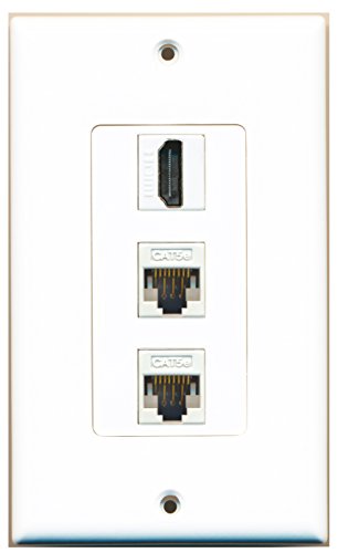 RiteAV - 1 HDMI and 2 Cat5e Ethernet Port Female Decorative Wall Plate -  White