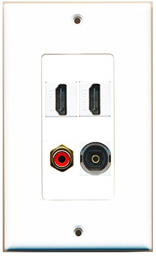 RiteAV - 2 Port HDMI 1 Port RCA Red 1 Port Toslink Wall Plate Decorative
