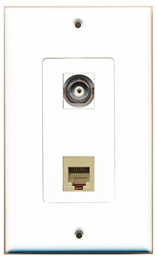 RiteAV - 1 Port Phone RJ11 RJ12 Beige 1 Port BNC Decorative Type Wall Plate - Bracket Included