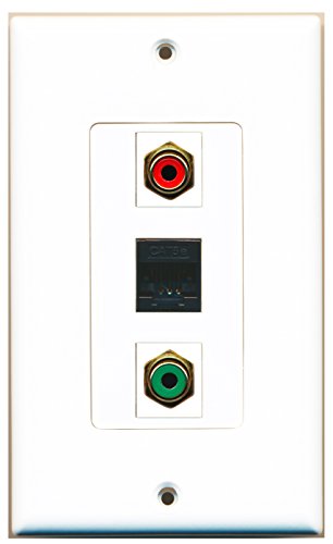 RiteAV - 1 Port RCA Red and 1 Port RCA Green and 1 Port Cat5e Ethernet Black Wall Plate Decorative