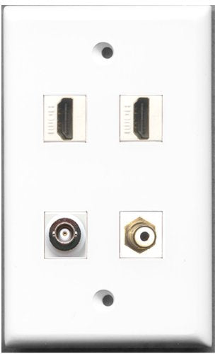 RiteAV - 2 Port HDMI 1 Port RCA White 1 Port BNC Wall Plate