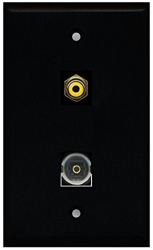 RiteAV - Black 1 Port RCA Yellow 1 Port Toslink Wall Plate