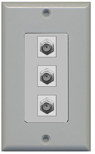 RiteAV - 3 Port Coax Cable TV- F-Type Decorative Wall Plate - Gray