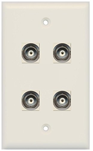 RiteAV 4 Port BNC Female/Female HD-SDI Jack Wall Plate - Light Almond