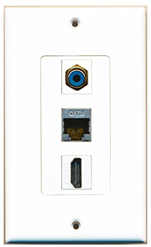 RiteAV - 1 Port HDMI and 1 Port RCA Blue and 1 Port Shielded Cat6 Ethernet Decorative Wall Plate Decorative