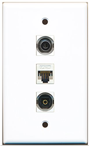 RiteAV - 1 Port Toslink 1 3.5mm 1 Cat5e Ethernet White Wall Plate