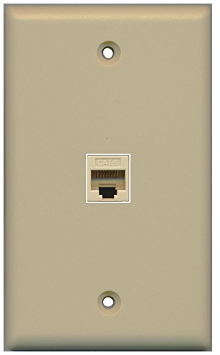 RiteAV (1 Gang Flat) Cat6 Ivory Wall Plate Ivory