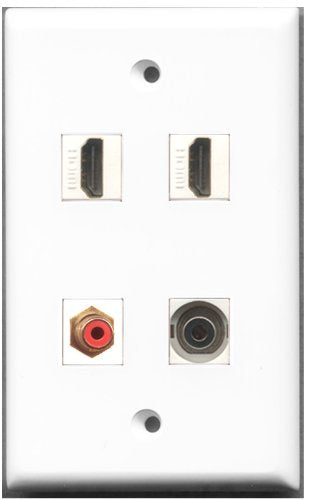 RiteAV - 2 Port HDMI 1 Port RCA Red 1 Port 3.5mm Wall Plate