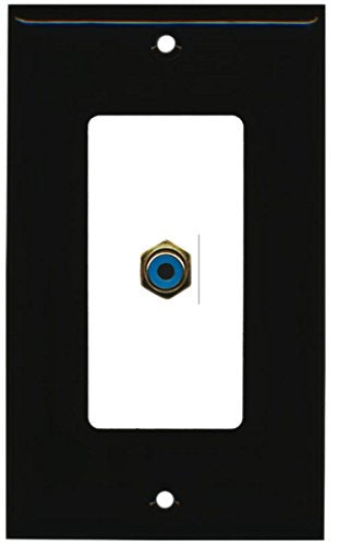 RiteAV - 1 RCA Blue for Subwoofer Audio Port Wall Plate Decorative - Black/White