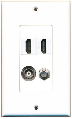 RiteAV - 2 Port HDMI 1 Port Coax Cable TV- F-Type 1 Port BNC Wall Plate Decorative