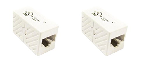 2 Pack (Inline) Cat5e White Cable Coupler Ethernet Extender Female Adapter