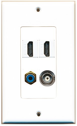 RiteAV - 2 Port HDMI 1 Port RCA Blue 1 Port BNC Wall Plate Decorative
