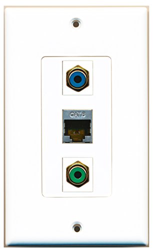RiteAV - 1 Port RCA Green and 1 Port RCA Blue and 1 Port Shielded Cat6 Ethernet Decorative Wall Plate Decorative