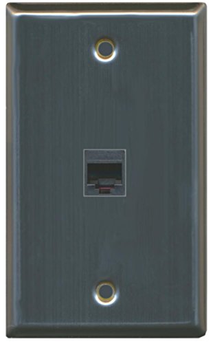 RiteAV Rj11/12 Phone Wall Plate 1 Gang Flat - Stainless Steel