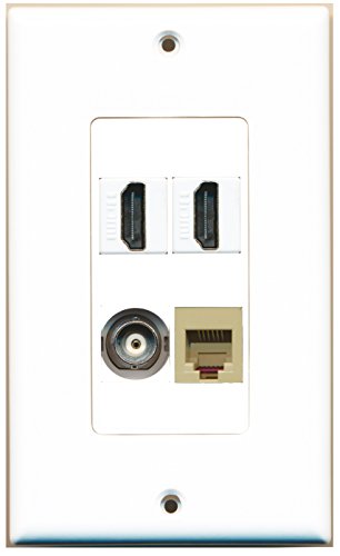 RiteAV - 2 Port HDMI 1 Port Phone RJ11 RJ12 Beige 1 Port BNC Wall Plate Decorative