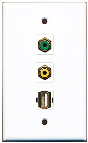 RiteAV - 1 Port RCA Yellow and 1 Port RCA Green and 1 Port USB A-A Wall Plate
