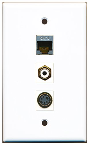 RiteAV - 1 Port RCA White and 1 Port S-Video and 1 Port Shielded Cat6 Ethernet Wall Plate