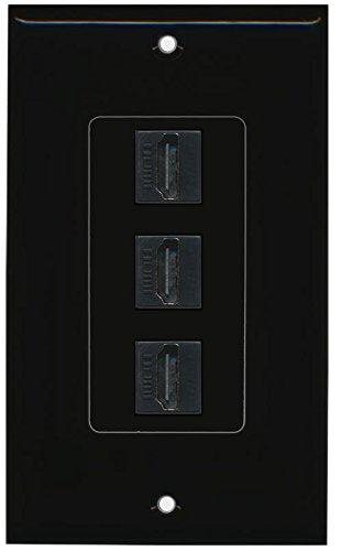 RiteAV (1 Gang Decorative) 3 HDMI Black Wall Plate Black