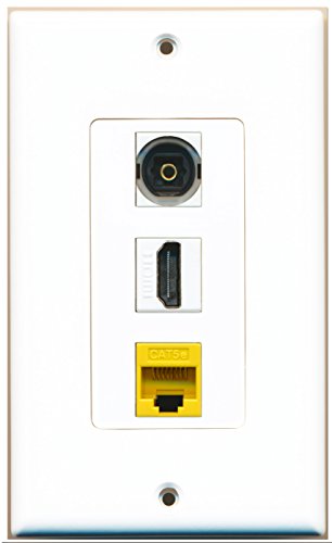 RiteAV - 1 Port HDMI 1 Toslink 1 Cat5e Ethernet Yellow Wall Plate Decorative